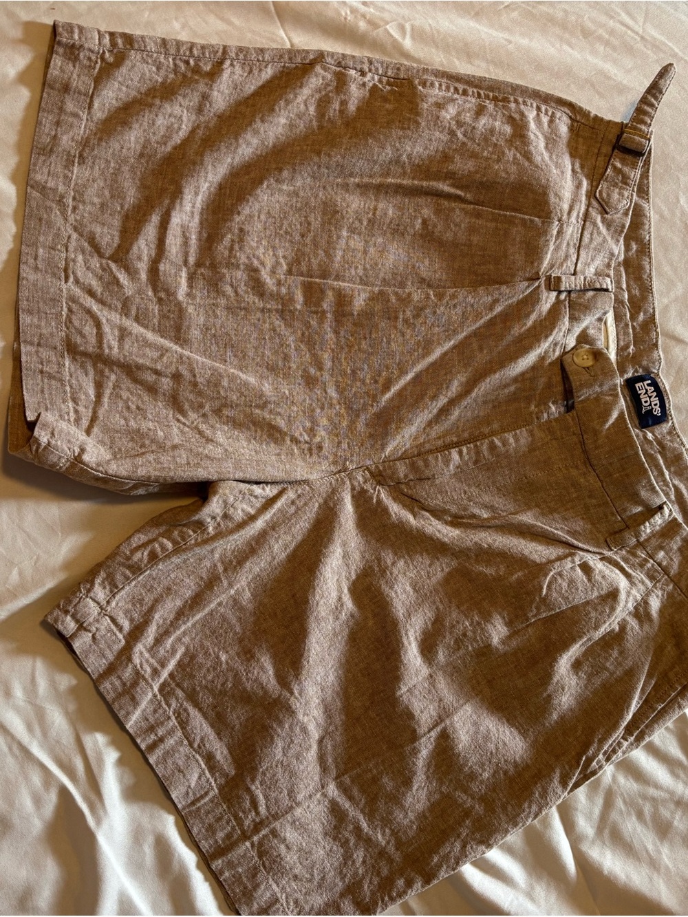 Lands' End Men's Linen-Blend Tan Shorts